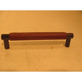 TURNSTYLE DESIGNS ws TURNSTYLE DESIGNS 5 " OIL RUBBED  BRASS PULL LIFT WITH STITCHED LEATHER