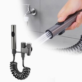 WILAOIYOOU Family Expenses Handheld Type Toilet Spray Gun Double Outlet Design Stainless Steel Flushing Spray Gun Bidets be Suitable for Toilet Balcony Washing Machine Cleaning Supplies