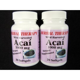 Herbal Therapy ACAI  BERRY Extract 1000mg. Dietary Supplement Powerful Antioxidant Lot of 2