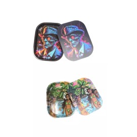 Unbranded X2 Rolling Tray with Magnetic Lid Cover 7" x 5.5" cartoon