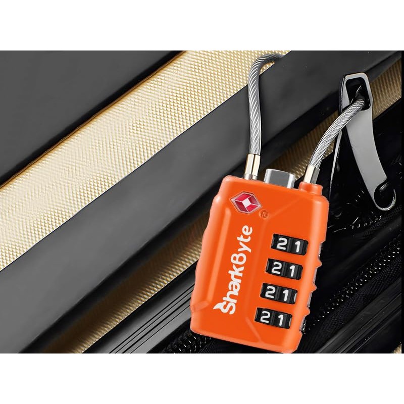 SharkByte TSA Approved Suitcase Locks - 4-Dial Security Travel Combination