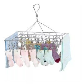 tendero plegable/tendedero interior/cuerda para tendedero/tendedero retractil/tendederos plegables Gancho Tendedero Secado Ropa Calcetines Múltiple 40 Pinzas