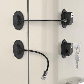 REZIPO - Paquete de 2 cerraduras para puerta de refrigerador con 4 llaves, cerradura de cajón de archivo, cerradura de puerta de congelador y cerraduras de seguridad infantil, color negro