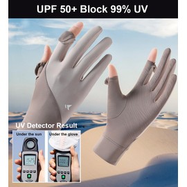 SUJAYU Ultra Thin Full Finger UV Protection Gloves Driving Gloves Women, Breathable Touchscreen UPF Glove Sun Protection Glove for Women (Brown)