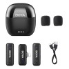 Micrófono Boya WM3t D2 Lightning de doble solapa, funda Carreg. Color: negro