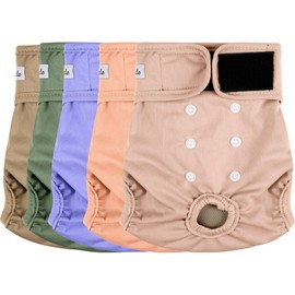 Female Dog Diapers 5Pcs - Premium Reusable Diapers for Doggie in Heat - Highly Absorbent Dog Diapers Female for Pet Incontinence with Adjustable Snaps,L