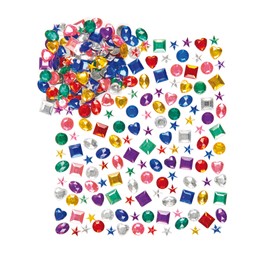 Baker Ross EV411 Acrylic Jewels Value Pack Assorted Designs and Sizes for Collage, Card Making, Children's Arts & Crafts (Pack of 1000)