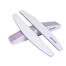 URAQT Pack of 6 Nail Files for Gel Nails, 100/180 Grit, Double-Sided, Disposable, Purple Core, Gel Nail Tools and Accessories (White)