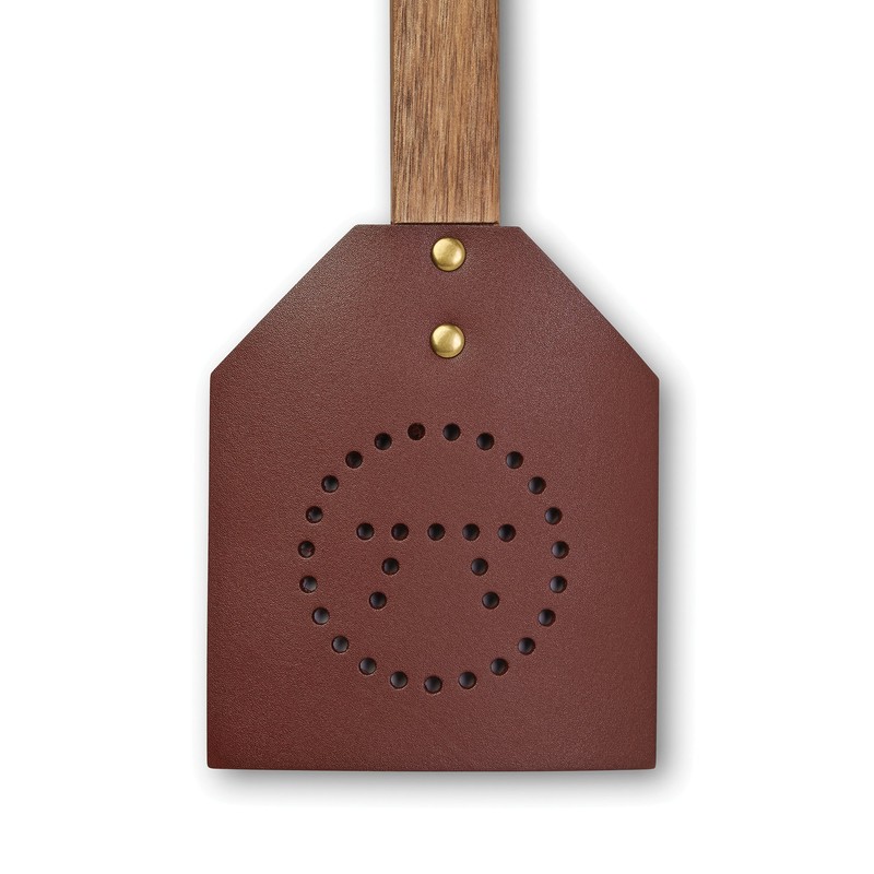 Outset 76616 Acacia Wood and Leather Amish-Style Fly Swatter, 17.5",