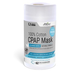 AWOW CPAP Wipes for Mask Cleaning - CPAP Accessories for daily CPAP Cleaning, Unscented 100% Cotton, Make CPAP Mask Cleaning easy with Regular CPAP or BiPAP Mask Maintenance , 62 Wipe Canister