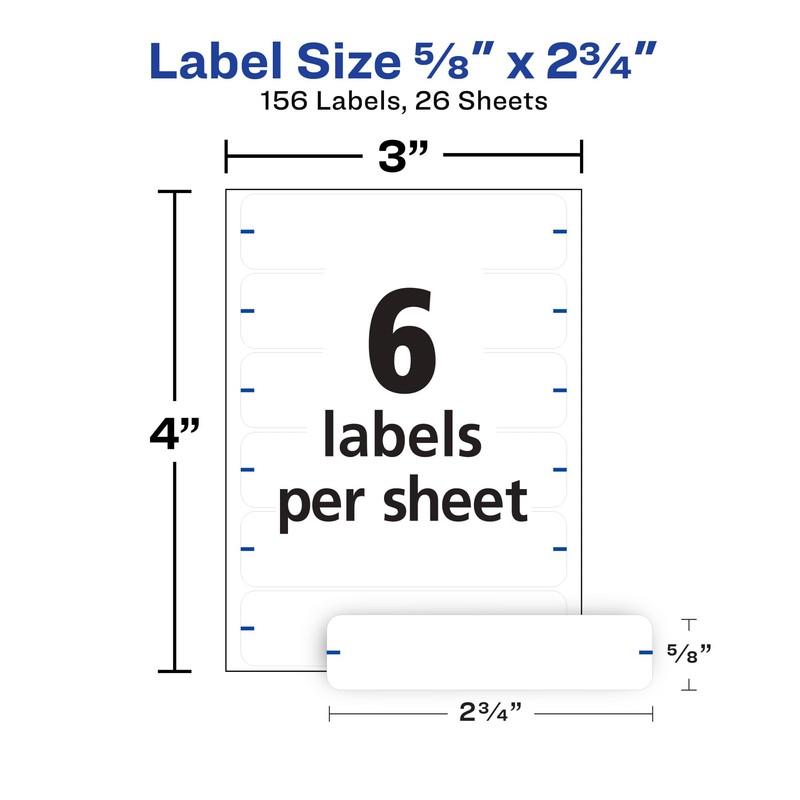 Avery File Folder Labels, 5/8" x 2-3/4", White, Non-Printable, 156