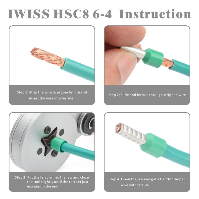 iCrimp Square Self-Adjustable Crimping Tools for AWG23-10 Bootlace End-Sleeves Ferrule,