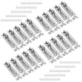 SOUJAP 20 PCS 5 Inch Barrel Bolt Latch, Stainless Steel Slide Bolt Lock with 160 Mounting Screws for Inside Door Gate Window, Silver