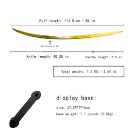 45" Full Length Gold Stainless Steel Hand of Melania Sword with Base - Collectible Weapon for Gamers and Fans