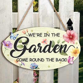 HPNIUB Funny Garden Plaque Sign for Outside,Gardening Gifts for Women Men,29*16CM We're In The Garden Rustic Outdoor Yard Decor for Summer House Accessories Patio, Lawn, Housewarming, Gardener’s Gift