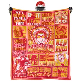Football Blanket 60" x 50" Football Fan Gifts for Men Women Kids Team Color Soft Football Style Sofa Couch Bed.