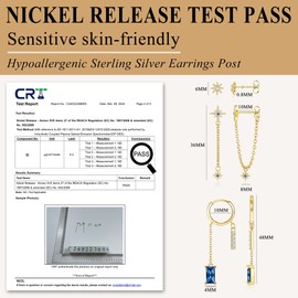 Morfetto Sterling Silver Earring Sets for Multiple Piercing 14K Gold Plated Dainty Earrings for Women Hypoallergenic Huggie Hoop Drop Dangle Stud Earrings Cartilage Earring Set blueG