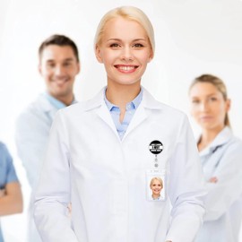 Paquete de 5 soportes para carretes, con clip de identificación, para enfermera, con texto en inglés "I Don't Know I Just Work Here