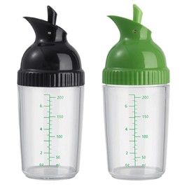 Salad Dressing Shaker Container, Homemade Salad Dressing Bottle Mixer Measure,Dripless Pour, Soft Grip, BPA Free（2 Pcs）
