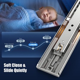 VITERLYNX 200Lbs Soft Close Heavy Duty Drawer Slides 1 Pair 10 14 16 18 20 22 24 32 Inch Full Extension Ball Bearing Sliding Rails Kitchen Cabinet Shelf Runners Tracks Tool Box Glides-Soft Close 22"