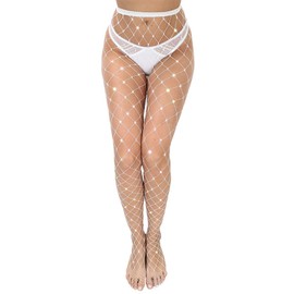 Hyperdim Sexy Jeweled Sparkly Diamond Fishnet Stockings High Waist Tights Shiny Rhinestone Sheer Pantyhose With Bling Crystals