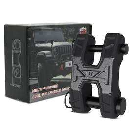 AMBULL Heavy Duty H-Shaped Winch Fairlead Hook, Towing Winch Shackle, Dual Pin Design (0.875” & 0.55”) Shackle Winch Hook for Towing, Recovery, Off-Road, 17,636 lbs Working Load-1 Pack, Black