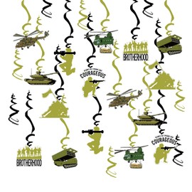 Army Soldier Theme Hanging Swirl Birthday Party Decors Camouflage Party Dizzy Danglers Field Battle Brotherhood Ceiling Streamers Military Party Supplies for Kids Adults Army Fans Lovers