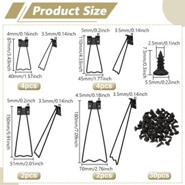 FINGERINSPIRE Pack of 12 4 Styles Picture Frame Easel Back Stand Iron Picture Frame Holder Black Picture Frame Easel with 30 Pieces Screws Picture Frame Backrest Table Picture Stand