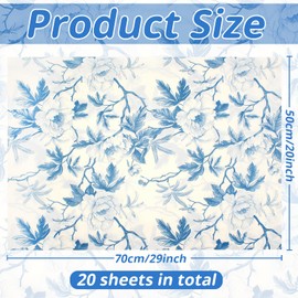 Anvin Floral Tissue Paper Bulk 20 Sheets - 50x70 cm Spring Wedding Gift Wrap, Decoupage & Scrapbooking Paper for Baby Shower, Birthday, Mother's Day (Vintage Style 5)