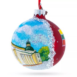 BESTPYSANKY Old Town in Vilnius, Lithuania Glass Ball Christmas Ornament 3.25 Inches