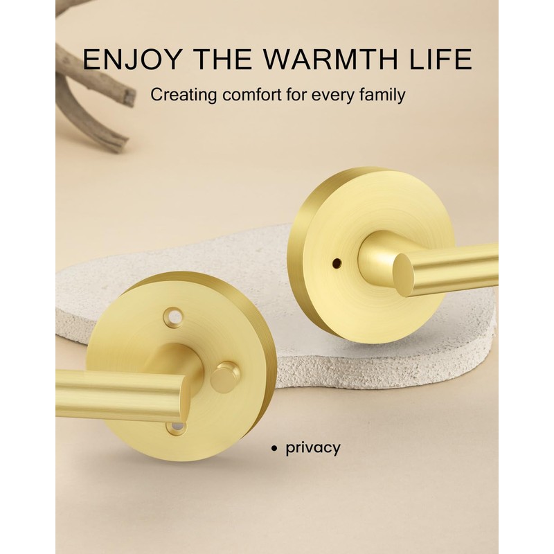 Haidms 2 Pack Gold Door Handles - Brushed Gold Interior