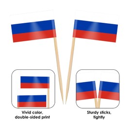 AhfuLife 100/200pcs Russia Toothpick Flags, Russian Cocktail Stick Flag for National Day Sandwich Food Cupcake Toppers Tableware World Cup Party Supplies Pub Royal Event Decor (100 Pcs)