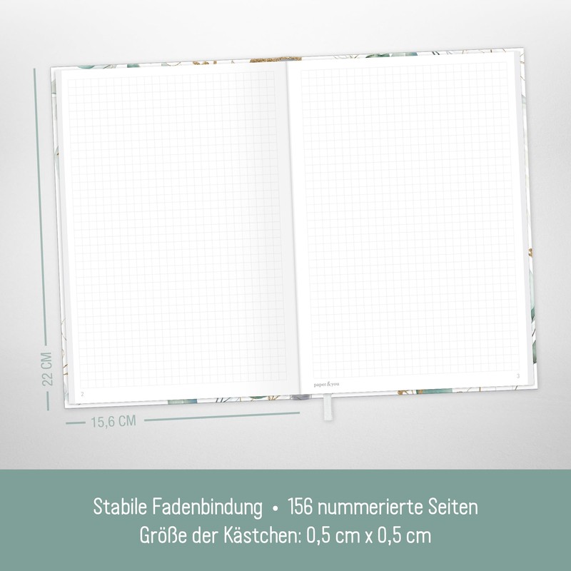 Trendstuff by Häfft Notebook A5+ Squared with Elastic Band [Gold