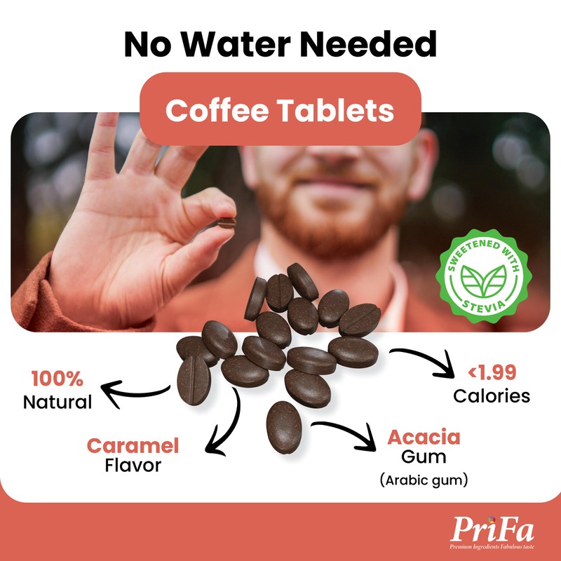 PriFa Caramel Coffee Tablets – Sweetened with Stevia, Rich &
