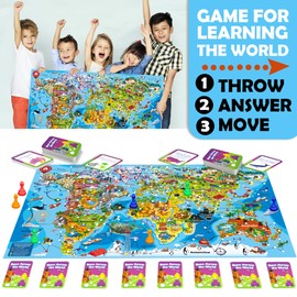 QUOKKA Board Game 1 to 10 Players - Learning, Educational - Geography, World - 100 Question Cards, Top Facts - Indoor, Outdoor - Kids, Teens, Adults, Family