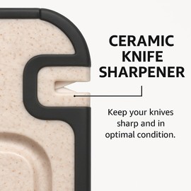 Stainless Steel Cutting Board Double Sided with Plastic Surface, Knife Sharpener and Grater – Non Porous, BPA Free, Easy to Clean Kitchen Cutting Board for Meat and Vegetables