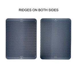 Swaroser Large Kitchen Silicone Dish Mats Heat Resistant Dry Mats 16 X 12 Inch (Dark Gery)