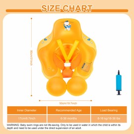 Inflatable Baby Float 3-6-12-18-36 Months, Baby Swimming Float Ring for 1 2 3 year old, Inflatable Swim Ring for Toddlers Boy Kids 0-6-12-18-36 Months, Soft Padded Design, Bath & Pool Accessories