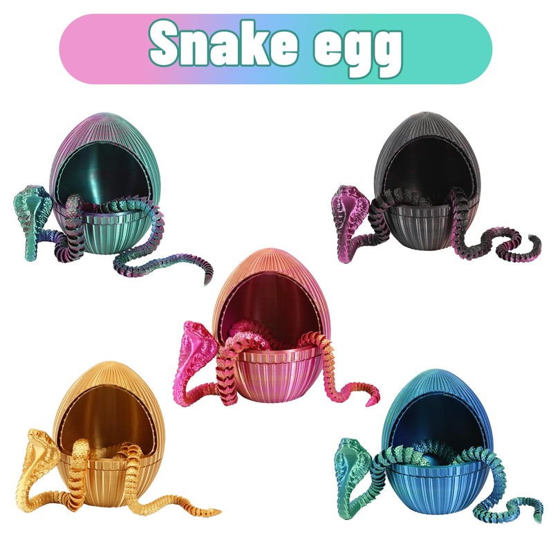 3D Printed Snake Egg Toys with Fidget Snake Inside, 24''