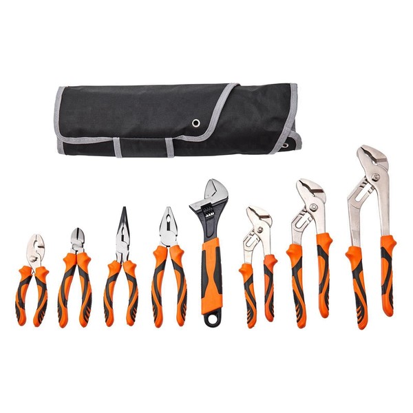 8-Piece Pliers Set, High Carbon Steel, 12"/10"/8" Groove Joint Pliers,
