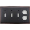 Oil Rubbed Bronze Deco Step Style 4 Gang Switch Plate