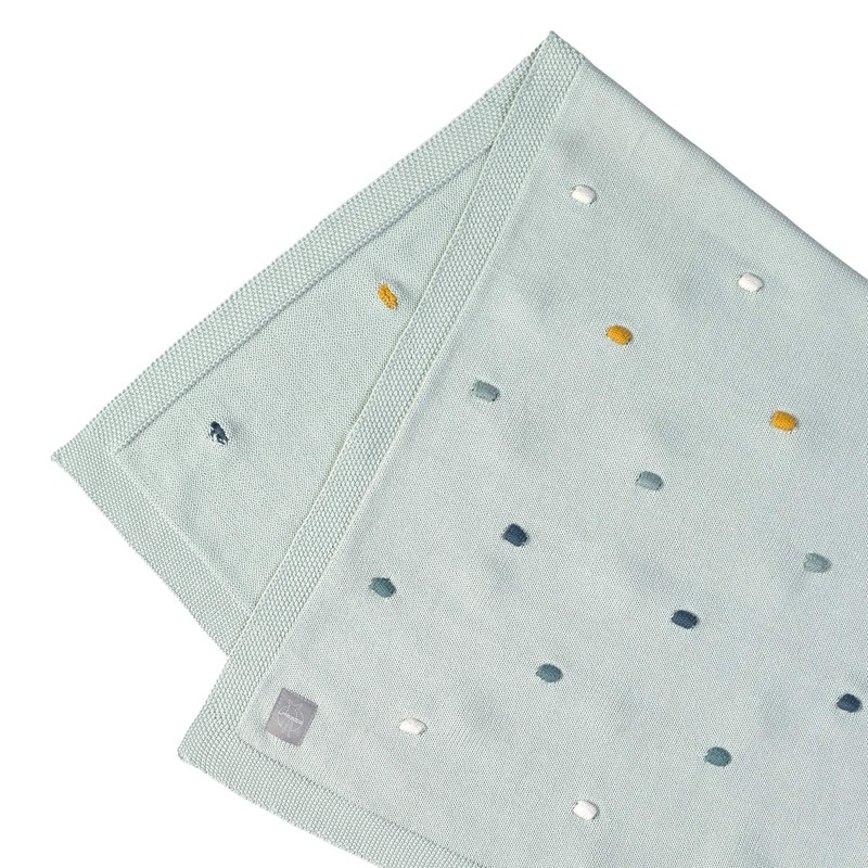 LÄSSIG Baby’s Knitted Blanket - 100% Organic Cotton, GOTS-Certified mint