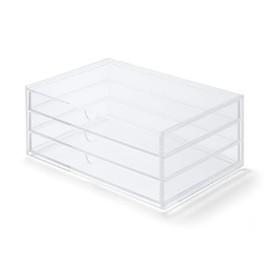 MUJI - Funda de almacenamiento de acrílico con 3 cajones, 25,5 cm de ancho x 17 cm de profundidad x 10 cm de alto