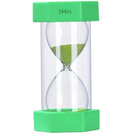 Colorful Sand Timers, Hourglass Sand Timers 5 Minutes Sandglass Timer with Protective Cover for Toothbrush Timer Games Classroom Home Office Cooking(Green+5Min)
