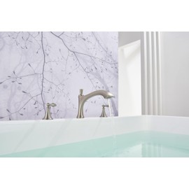 SITGES Antique-Inspired Brass Bathtub Faucet,2-Handle Medium Arc Roman Tub Faucet with Valve,Deck Mount Tub Filler,11-inch Spout,3-Hole Bath Tub Set in Brushed Nickel,Crafted for Luxury