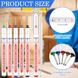 Ireer 60 Pcs Multi Purpose Deep Hole Marker Pens Long Nosed Marker Deep Drill Hole Long Nib Scriber Waterproof Mechanical Carpentry Colorful Marker Pen for Woodworking Hardware Decoration Construction