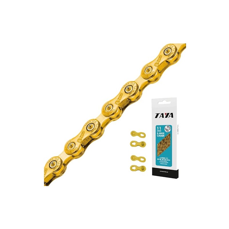 TAYA e-ONZE-111 11-Speed Bike Chain, 136 Links, Titanium Gold, Durable