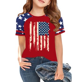 Girls 4th of July Shirt Kids USA Shirts American Flag Tshirt Girls Boys Patriotic T Shirt Independence Day Tee Tops