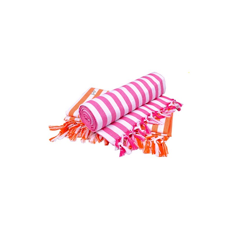 Sathiyas Cotton Bath Towel (Orange, Pink)