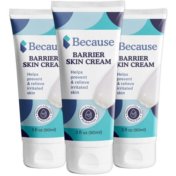 Because Barrier Cream – Fortified with Zinc Oxide and Vitamin E – Prevents Irritation From Chafing, Rubbing and Sore Spots Caused by Incontinence – 3 fl oz, 3-Pack